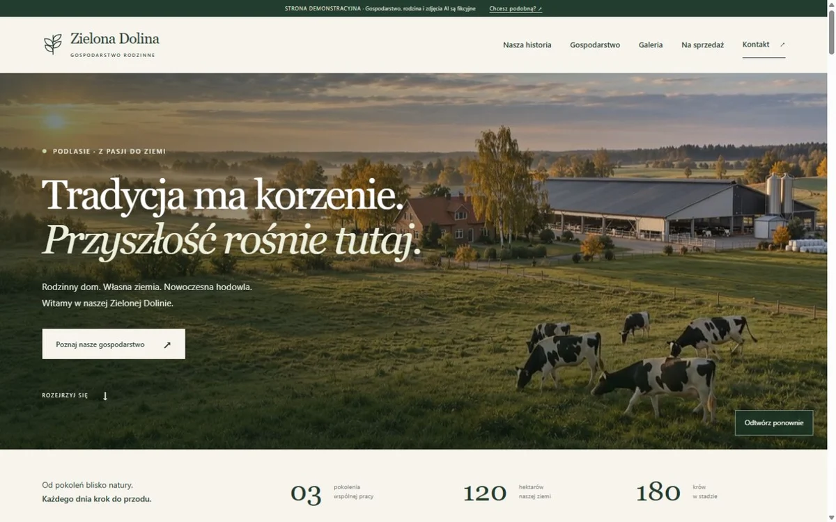 Podgląd działającego demo gospodarstwa Zielona Dolina
